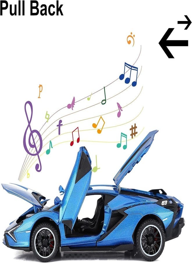 Sky Tech® Lamborghini Sian Toy Car 1:32 Exclusive Alloy Metal Pull Back Die-cast Car Diecast Metal Pullback Toy car with Openable Doors & Light, Music Boys Gifts Toys for Kids【Colors as Per Stock】 - Image 3